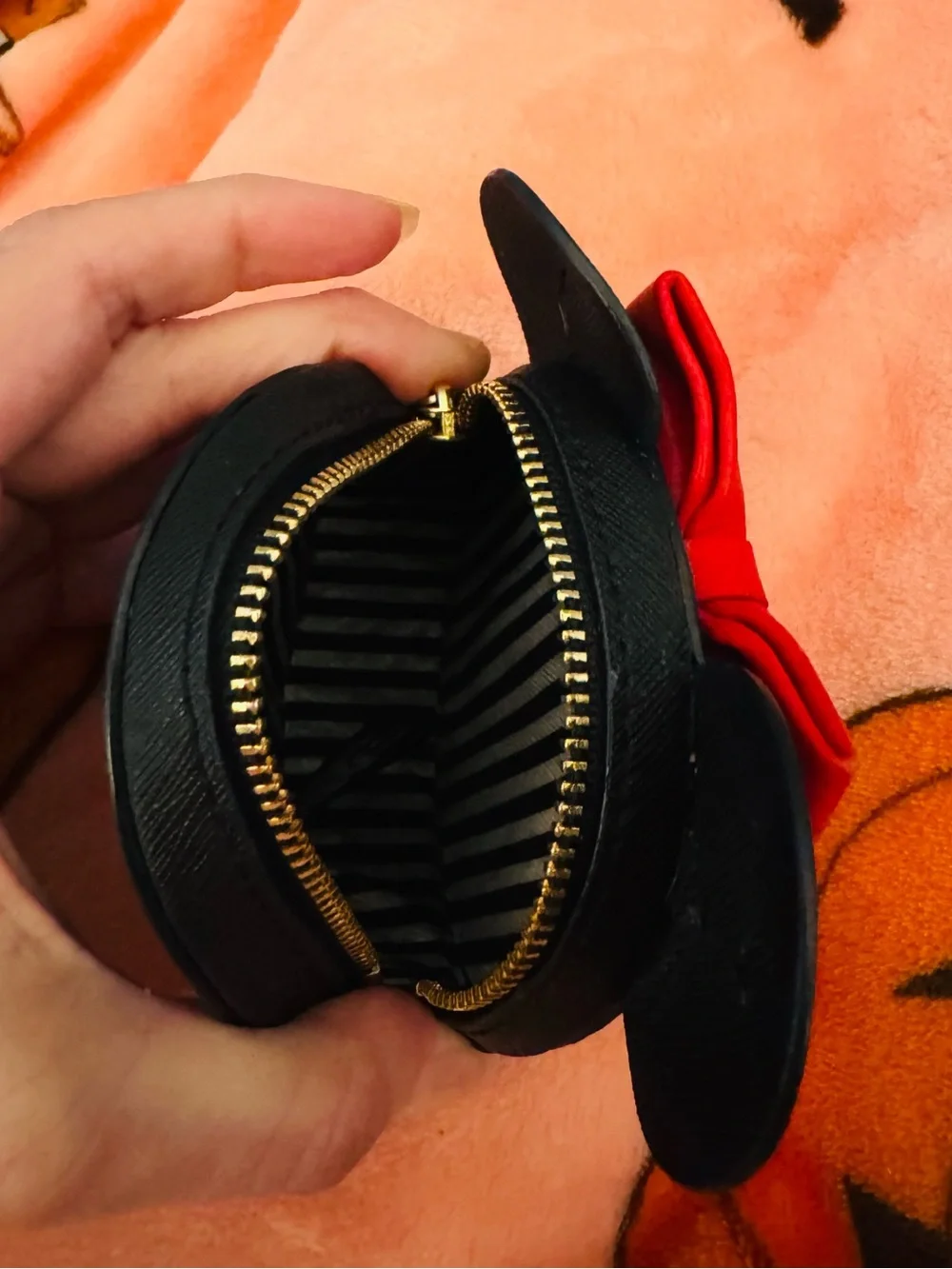 Kate Spade Black Coin Purse with Red Bow Minnie Ears Shape